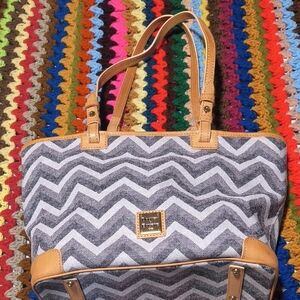 Dooney & Bourke Chevron Tote - Gray and Tan